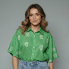 Women's Gingham Paisley Embroidered Button-Up Not Top