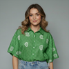 Women's Gingham Paisley Embroidered Button-Up Not Top