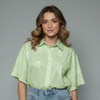 Women's Gingham Paisley Embroidered Button-Up Not Top