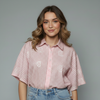 Women's Gingham Paisley Embroidered Button-Up Not Top
