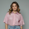 Women's Gingham Paisley Embroidered Button-Up Not Top