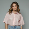 Women's Gingham Paisley Embroidered Button-Up Not Top
