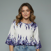 Women's Floral Border Print Peplum Blouse