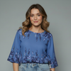 Women's Floral Border Print Peplum Blouse