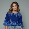 Women's Floral Border Print Peplum Blouse