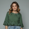 Women's Floral Border Print Peplum Blouse