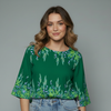 Women's Floral Border Print Peplum Blouse