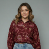 Women's Protea Floral Print Button-Down Shirt Blouse
