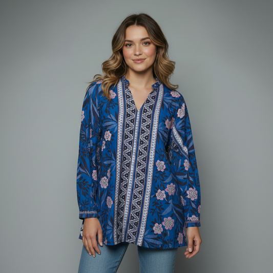 Women's Floral Printed Long Sleeve Blouse