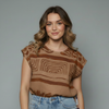 Women's Geometric Printed Cap Sleeve Blouse