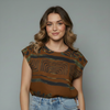 Women's Geometric Printed Cap Sleeve Blouse