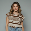 Women's Geometric Printed Cap Sleeve Blouse