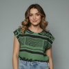 Women's Geometric Printed Cap Sleeve Blouse