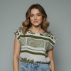 Women's Geometric Printed Cap Sleeve Blouse
