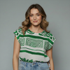 Women's Geometric Printed Cap Sleeve Blouse