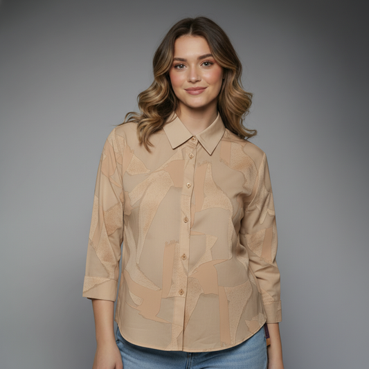 Abstract Monochromatic Print Collared Blouse for girls