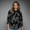 Abstract Monochromatic Print Collared Blouse for girls