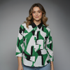 Abstract Monochromatic Print Collared Blouse for girls