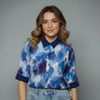 Abstract Watercolor Collared Blouse for girls