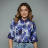 Abstract Watercolor Collared Blouse for girls
