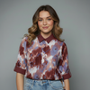 Abstract Watercolor Collared Blouse for girls