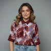 Abstract Watercolor Collared Blouse for girls