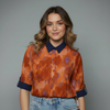 Abstract Watercolor Collared Blouse for girls