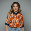 Abstract Watercolor Collared Blouse for girls