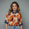 Abstract Watercolor Collared Blouse for girls