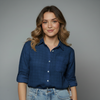 Women's Check Patterned Button-Up Shirt Blouse