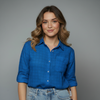 Women's Check Patterned Button-Up Shirt Blouse