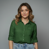Women's Check Patterned Button-Up Shirt Blouse