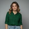 Women's Check Patterned Button-Up Shirt Blouse