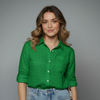 Women's Check Patterned Button-Up Shirt Blouse