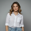 Women's Check Patterned Button-Up Shirt Blouse
